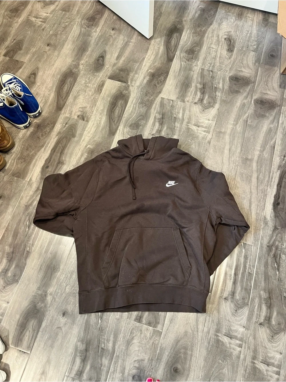 Nike Brown Pullover Hoodie with White Swoosh